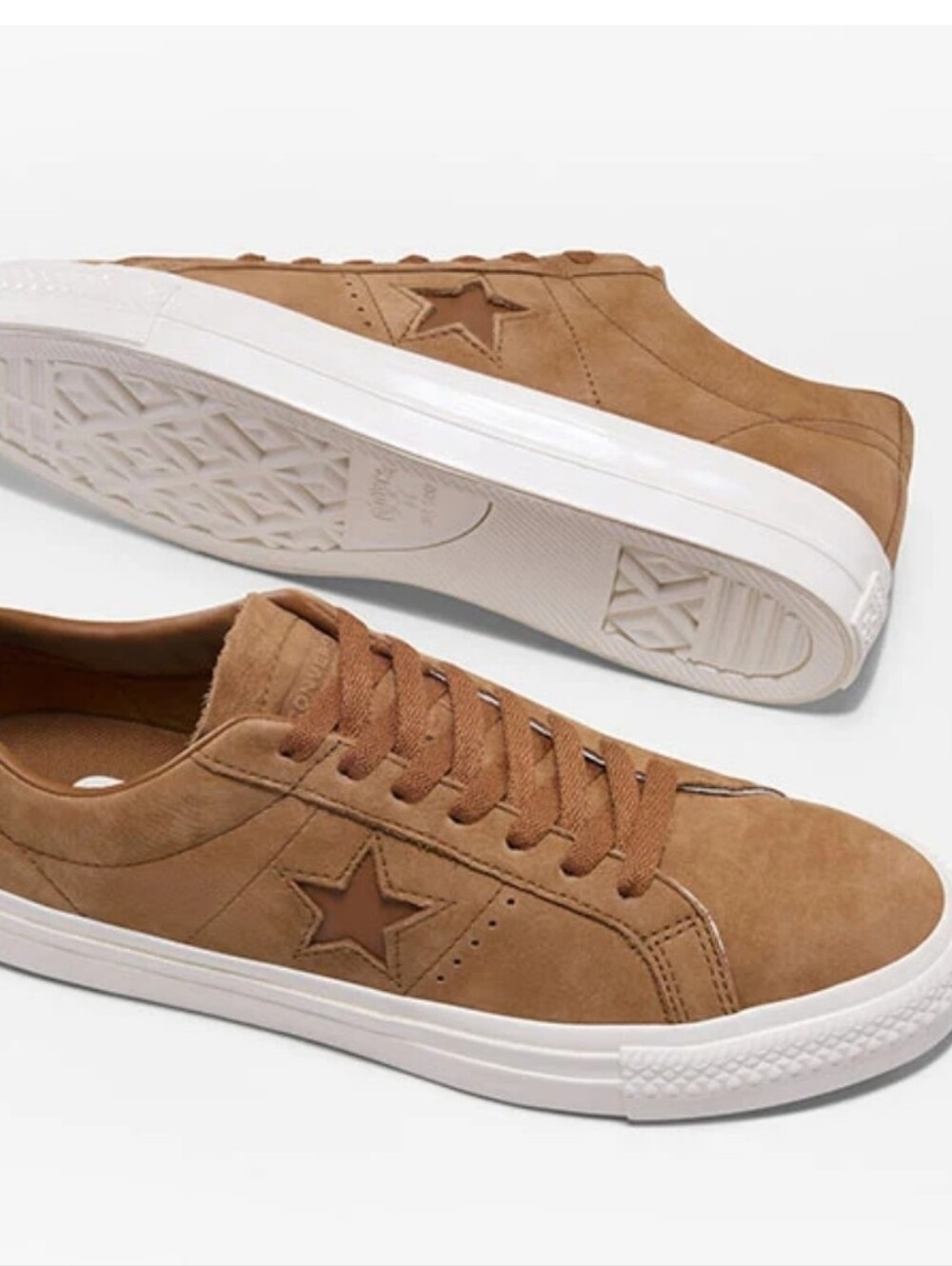 Converse One Star Pro Nubuck Low Top Sneakers- Warm Tan/Egret